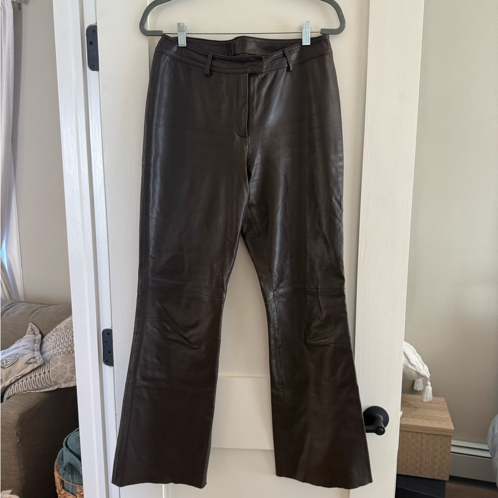 VINTAGE Brown 100% Real Leather Pants